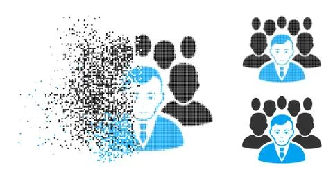 Destructed Dotted Halftone Crowd Icon with Face 库存插图