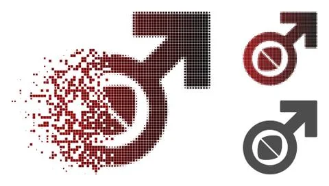 Destructed Dotted Halftone Male Potency Tablet Icon Illustrazione stock