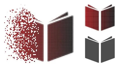Destructed Dotted Halftone Open Book Icon Stock Illustration