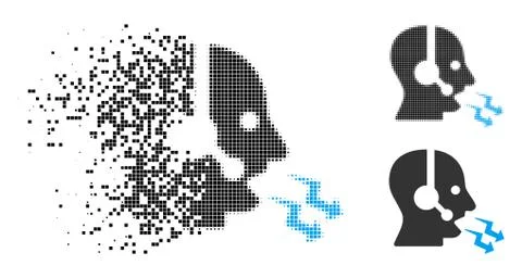 Destructed Dotted Halftone Operator Shout Icon Stock Illustration