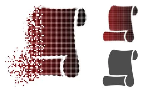 Destructed Dotted Halftone Paper Roll Icon Stock Illustration
