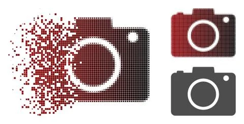 Destructed Dotted Halftone Photo Camera Icon Stockillustratie