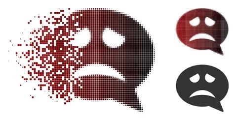 Destructed Dotted Halftone Problem Smiley Message Icon 스톡 일러스트
