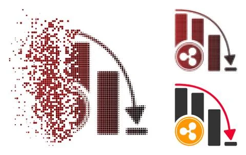 Destructed Dotted Halftone Ripple Falling Acceleration Chart Icon Illustrazione stock