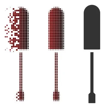 Destructed Dotted Halftone Screwdriver Icon Stock Illustration