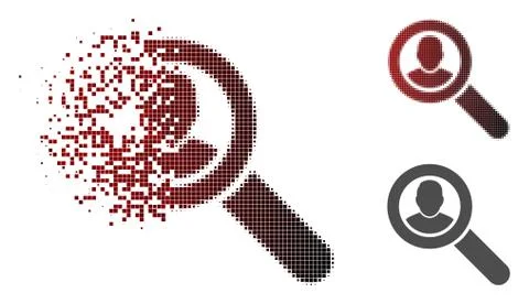 Destructed Dotted Halftone Search User Icon 스톡 일러스트