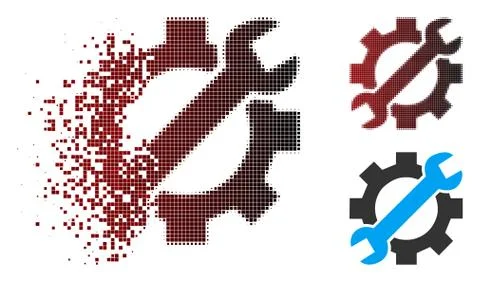 Destructed Dotted Halftone Service Tools Icon Illustrazione stock