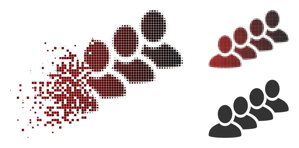 Destructed Dotted Halftone User Queue Icon Stock Illustration