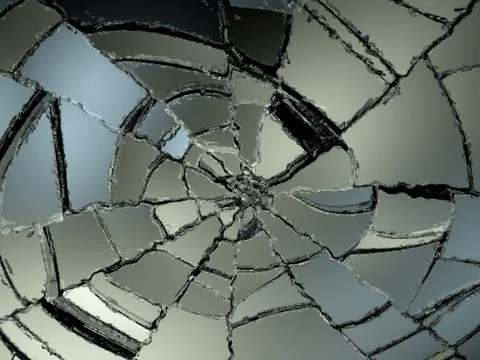 Destructed glass sharp pieces on black Stock Illustration