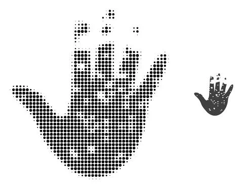 Destructed Hand Halftone Dotted Icon 스톡 일러스트