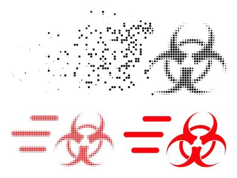 Destructed Pixel and Original Rush Biohazard Icon Stock Illustration