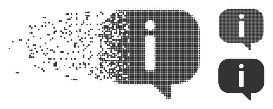 Destructed Pixel Halftone About Icon Stock Illustration