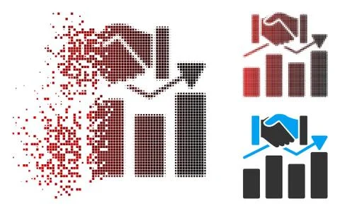 Destructed Pixel Halftone Acquisition Graph Icon with Face Stock Illustration