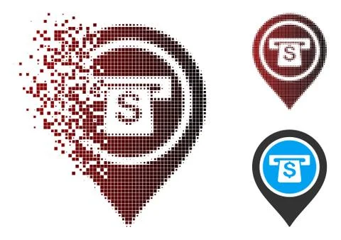 Destructed Pixel Halftone Banking Machine Pointer Icon Stock Illustration