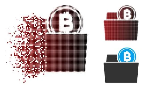 Destructed Pixel Halftone Bitcoin Folder Icon イラスト素材