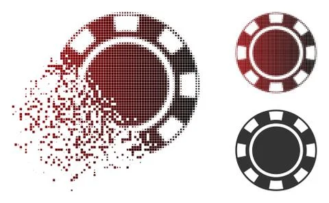 Destructed Pixel Halftone Casino Chip Icon 스톡 일러스트