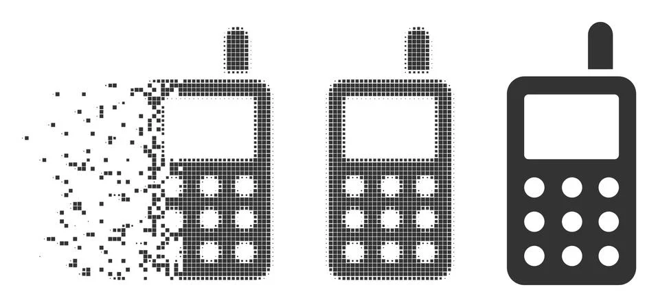 Destructed Pixel Halftone Cell Phone Icon 库存插图