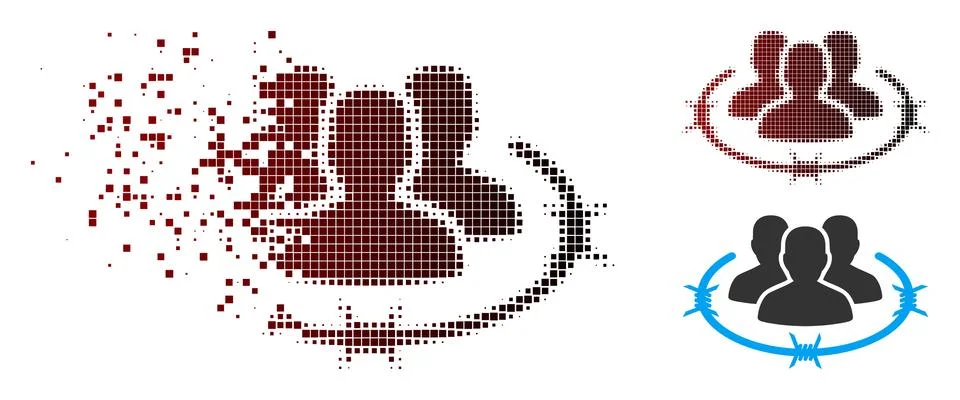 Destructed Pixel Halftone Concentration Camp Icon Stock Illustration