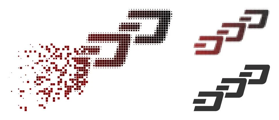 Destructed Pixel Halftone Dash Chain Icon Illustrazione stock