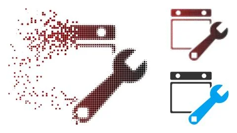 Destructed Pixel Halftone Date Setup Icon Stock Illustration