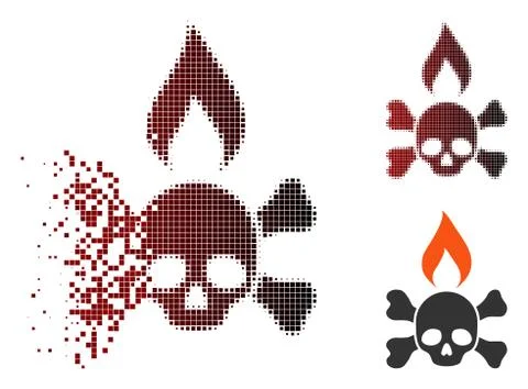Destructed Pixel Halftone Death Ignition Icon Stock-Illustration