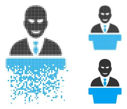 Destructed Pixel Halftone Demagogue Icon Illustrazione stock