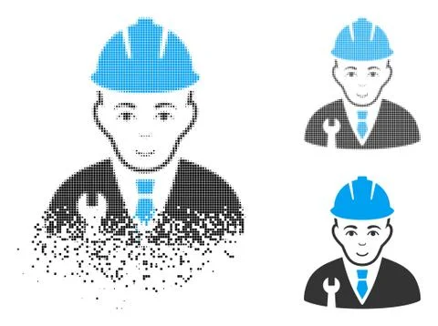 Destructed Pixel Halftone Developer Icon with Face イラスト素材