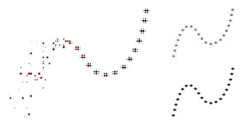 Destructed Pixel Halftone Dotted Curve Icon Illustrazione stock