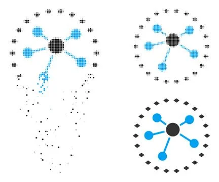 Destructed Pixel Halftone Dotted Links Diagram Icon イラスト素材