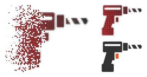 Destructed Pixel Halftone Drill Icon Ilustración de archivo