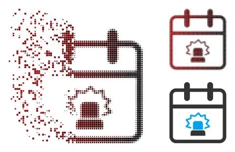 Destructed Pixel Halftone Emergency Day Icon Stock Illustration