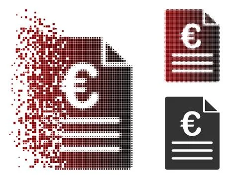 Destructed Pixel Halftone Euro Document Icon Stock Illustration