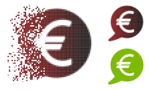 Destructed Pixel Halftone Euro Message Balloon Icon Stock Illustration