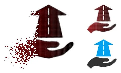 Destructed Pixel Halftone Future Care Hand Icon Stock Illustration