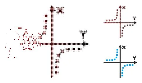 Destructed Pixel Halftone Hyperbola Plot Icon Ilustración de archivo
