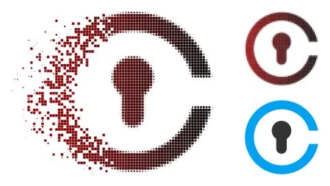 Destructed Pixel Halftone Keyhole Icon イラスト素材