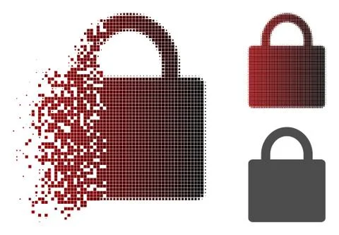Destructed Pixel Halftone Lock Icon Illustrazione stock