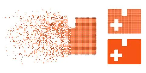 Destructed Pixel Halftone Medical Box Icon Stock Illustration