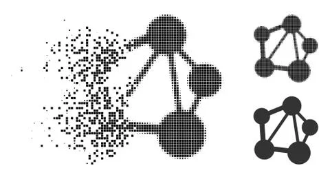 Destructed Pixel Halftone Network Icon 库存插图