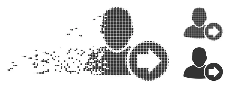 Destructed Pixel Halftone Next User Icon Illustrazione stock