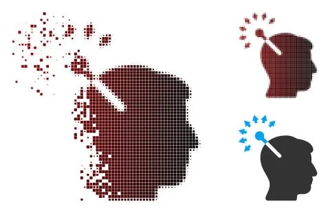 Destructed Pixel Halftone Optical Neural Interface Icon Stock Illustration