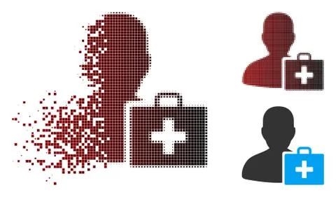 Destructed Pixel Halftone Paramedic Icon Illustrazione stock