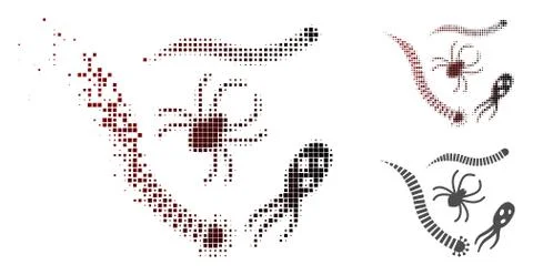 Destructed Pixel Halftone Parasites Icon Stock Illustration