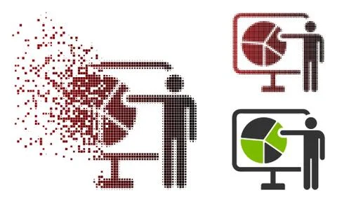 Destructed Pixel Halftone Pie Chart Public Report Icon Stock Illustration
