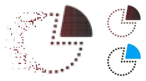 Destructed Pixel Halftone Pie Chart Icon Stock Illustration