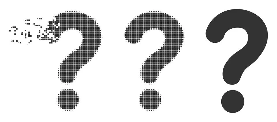 Destructed Pixel Halftone Question Icon Illustrazione stock