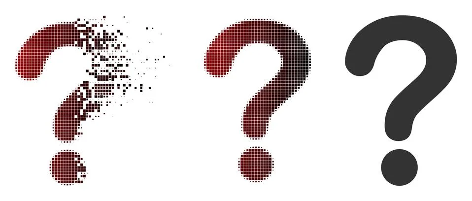 Destructed Pixel Halftone Question Icon Stock Illustration