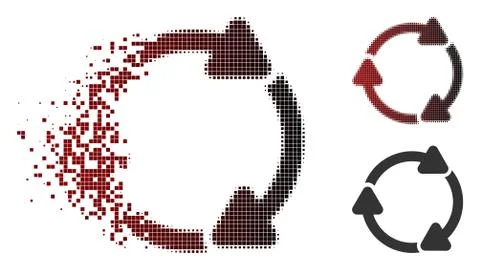 Destructed Pixel Halftone Rotate CW Icon Stock Illustration