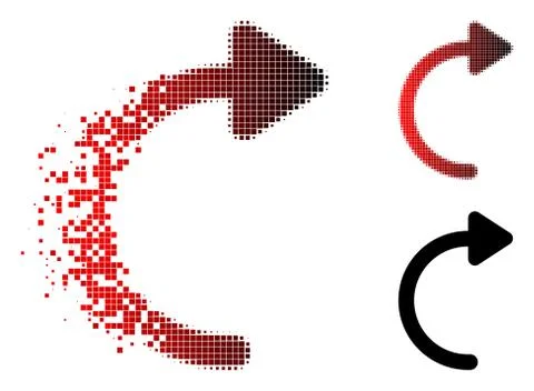 Destructed Pixel Halftone Rotate CW Icon Illustrazione stock