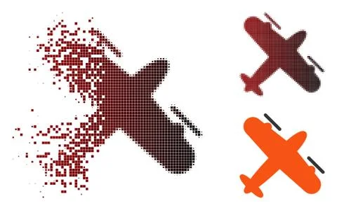 Destructed Pixel Halftone Screw Aeroplane Icon 스톡 일러스트